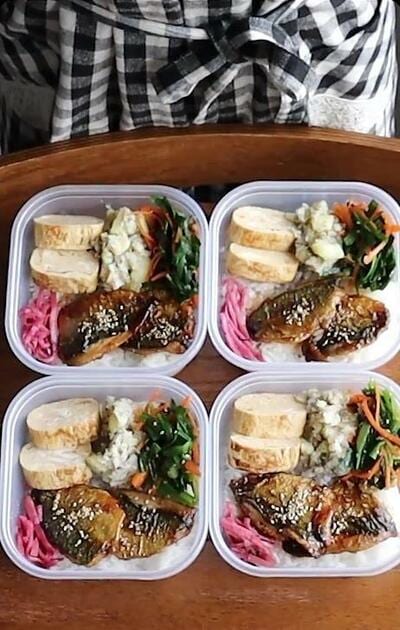 完成した「アジの蒲焼き弁当」
