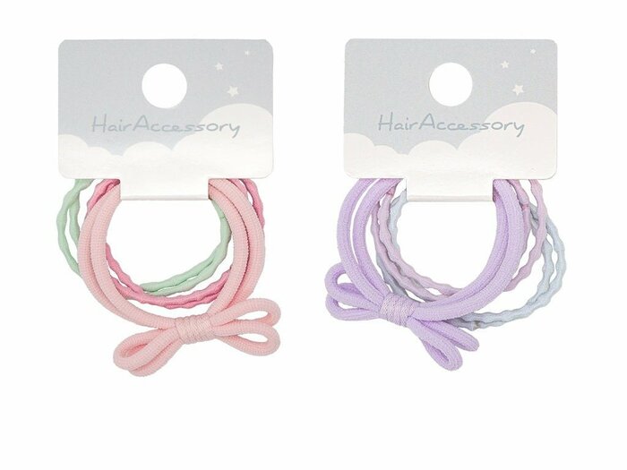 DAISO公式　ヘアゴムセット（リボン＆プードル、パステルカラー）