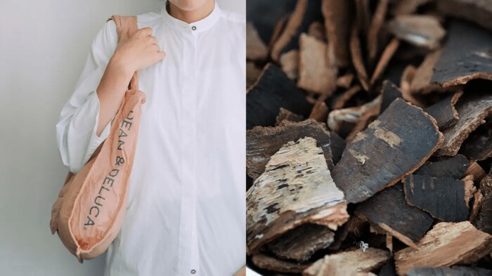 天然染めショッピングバッグ白樺 樹皮染め