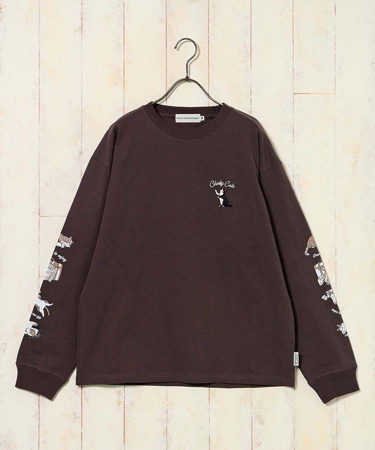 ブルーブルーエ公式　ネコ袖プリントロンT