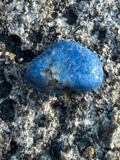 海岸で偶然出会った青い石