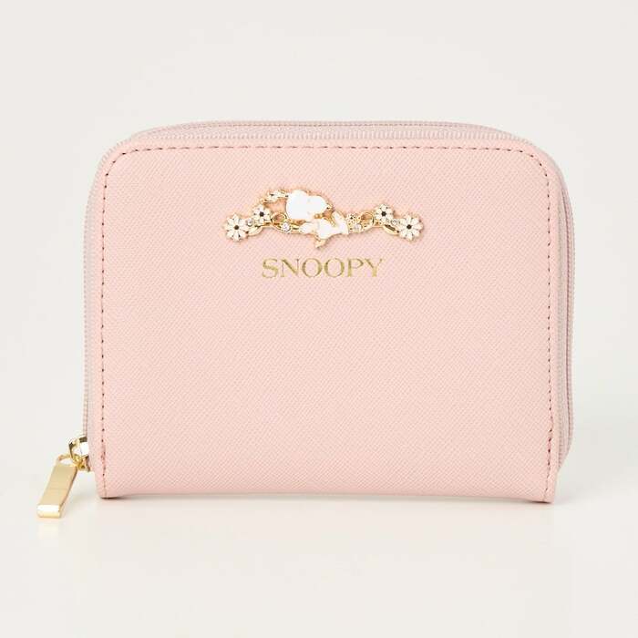 スヌーピーブローチ付ラウンドファスナー小銭入