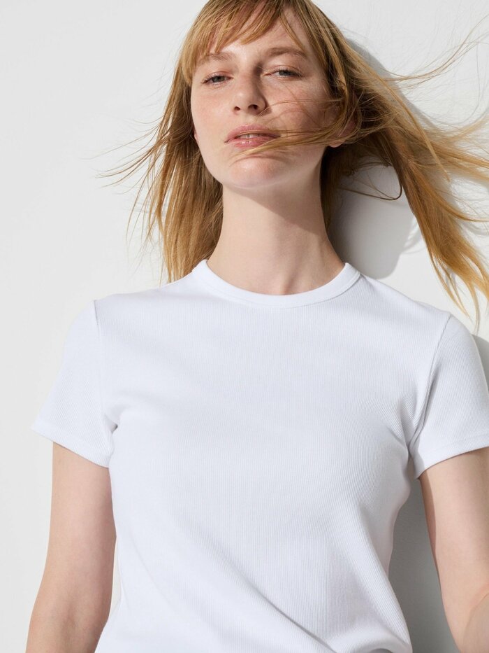 ユニクロ公式　ソフトリブクルーネックT