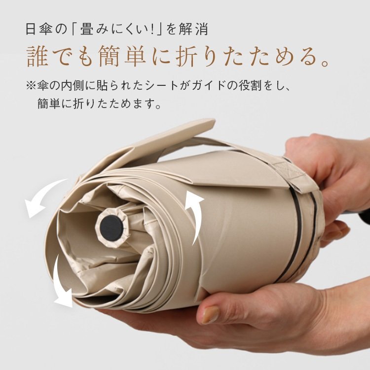 KEYUCA 折畳傘 たたみやすい遮光55cm たたみ方イメージ