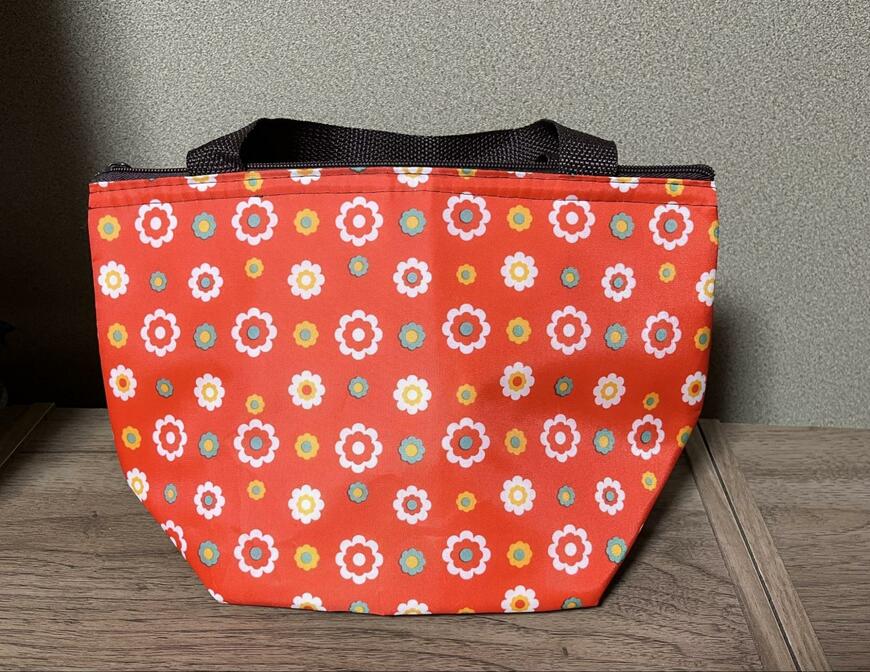 セリア、トート型ランチバッグ大 レトロ花柄商品画像