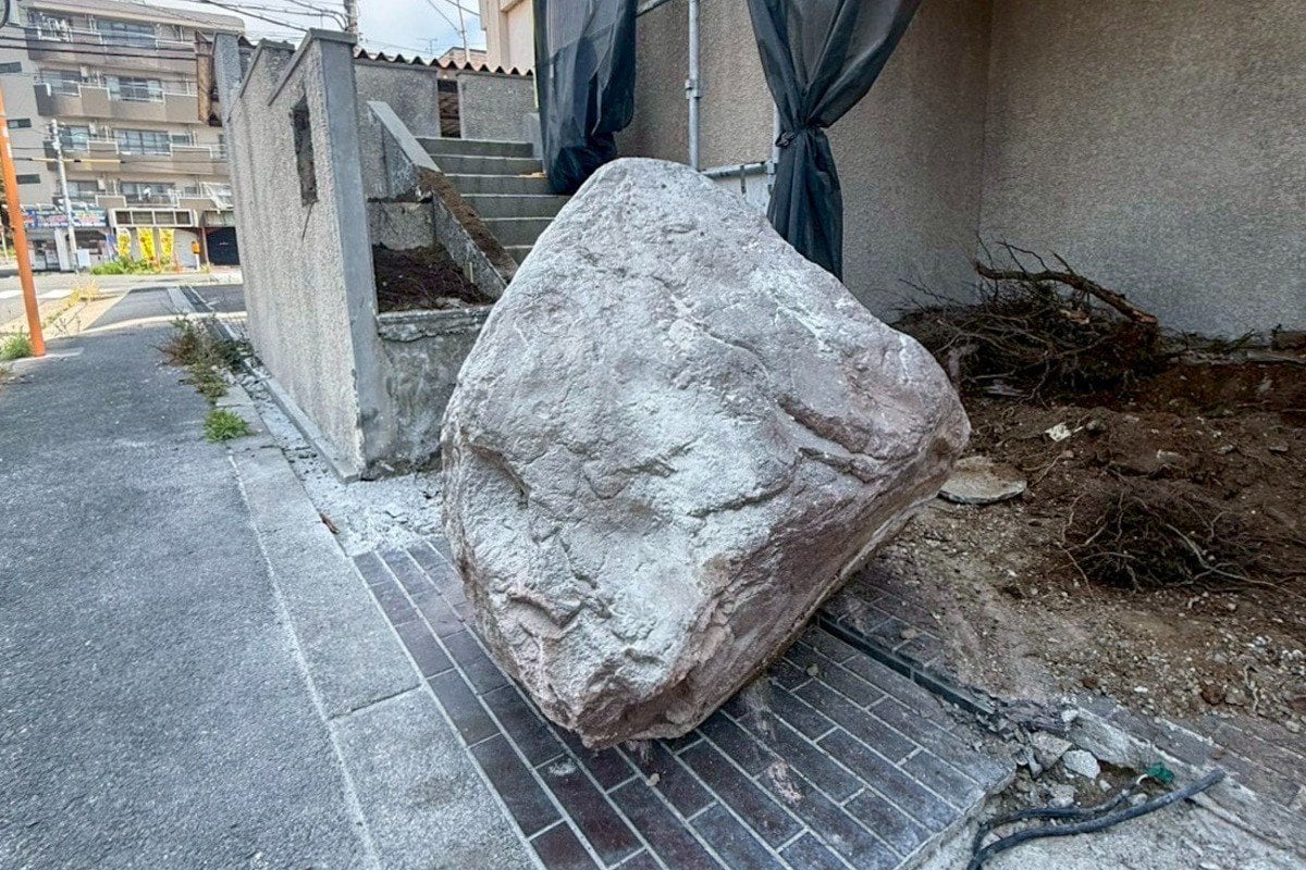 景石で作った猫彫刻が注目の的！