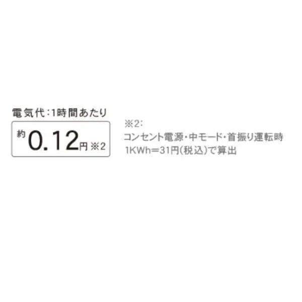 中モードで首振り運転を行った場合の電気代は1時間あたり約0.12円
