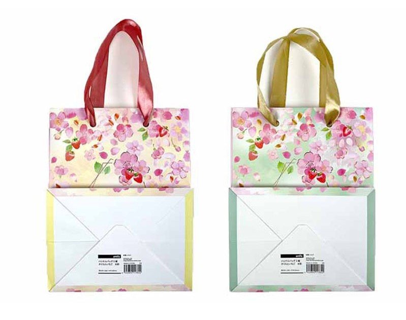 出所：キャン★ドゥ ネットショップ ハンドルバッグS縦さくらといちご　水彩