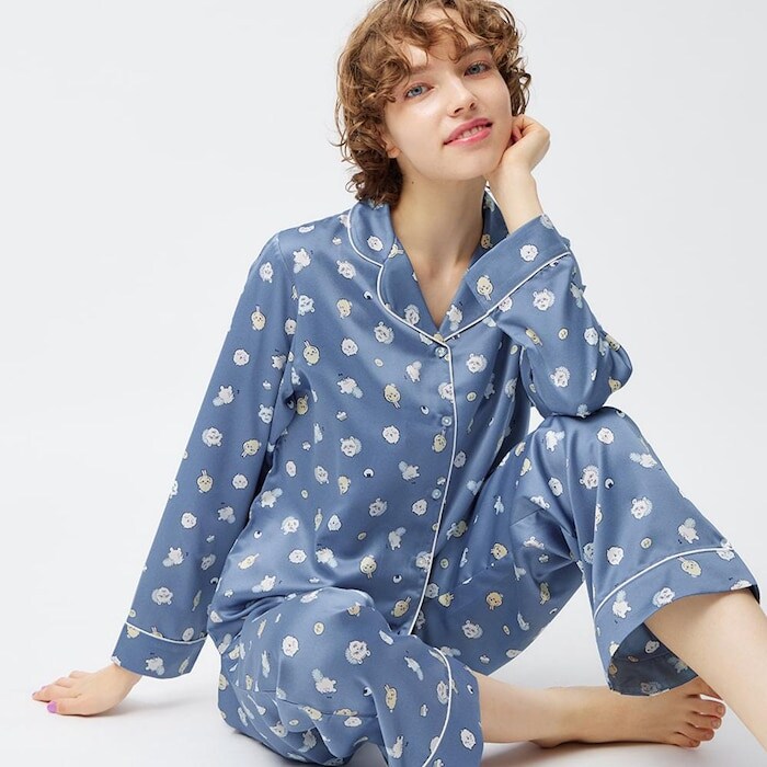 出所：GU公式 ファッション通販サイト サテンパジャマ(長袖&ロングパンツ) Chiikawa