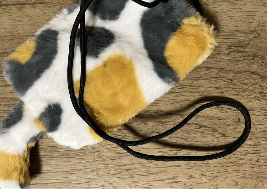 ダイソー、 猫しっぽ付ショルダーポーチ画像