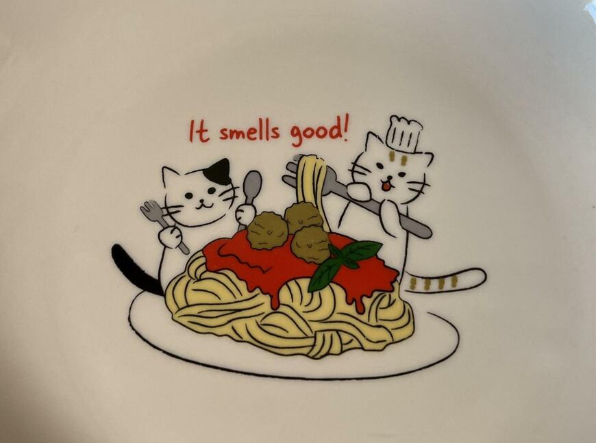 筆者撮影（セリア、パスタ皿 ヤミーパスタ）