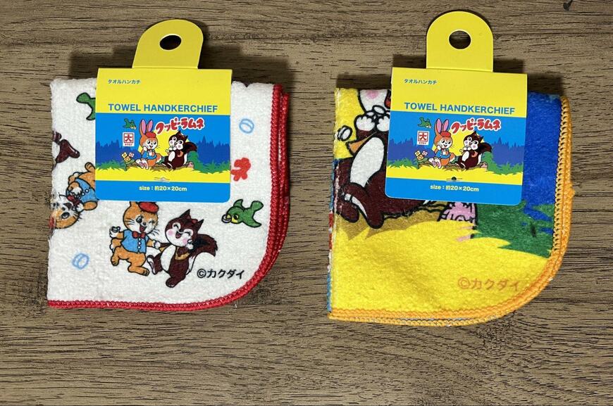 筆者撮影（セリア、クッピーラムネ タオルハンカチ 20×20cm）
