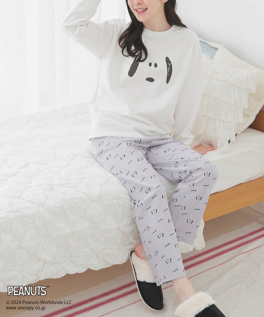 ハニーズスヌーピー／ルームウェア（上下セット）オフ×グレー