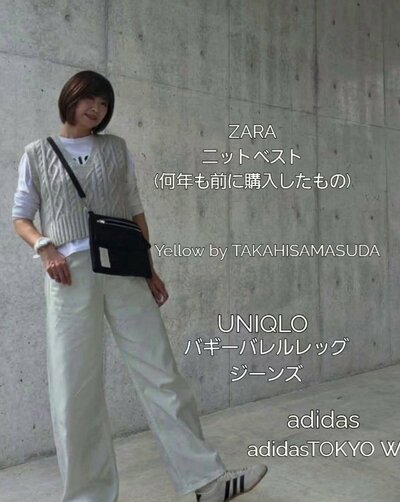 アイテム表記つきのベストコーデ全身