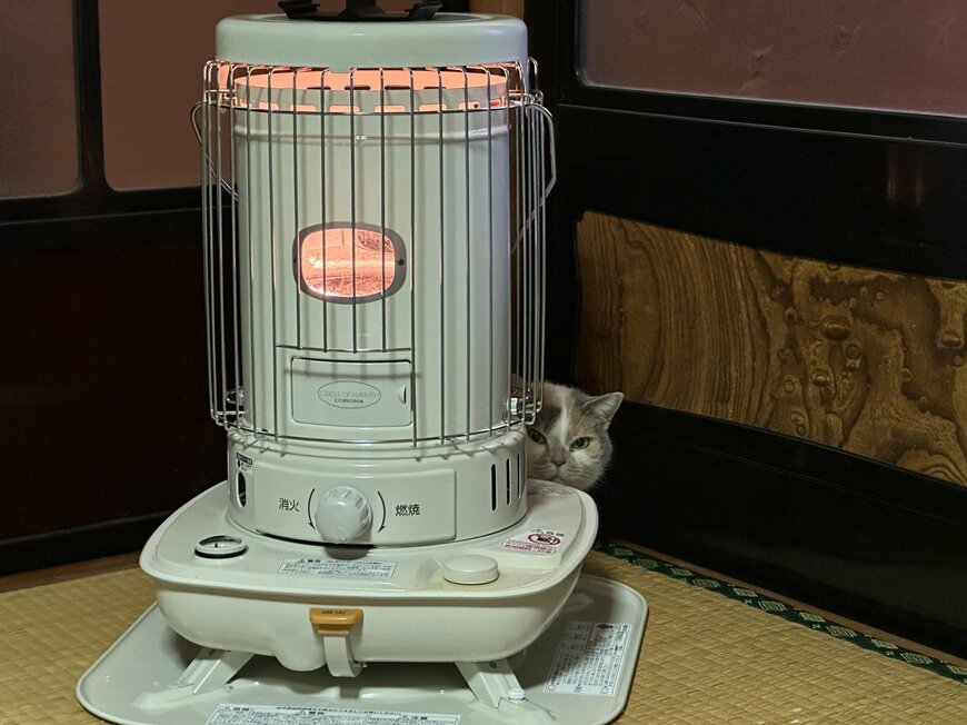 ストーブの影に注目