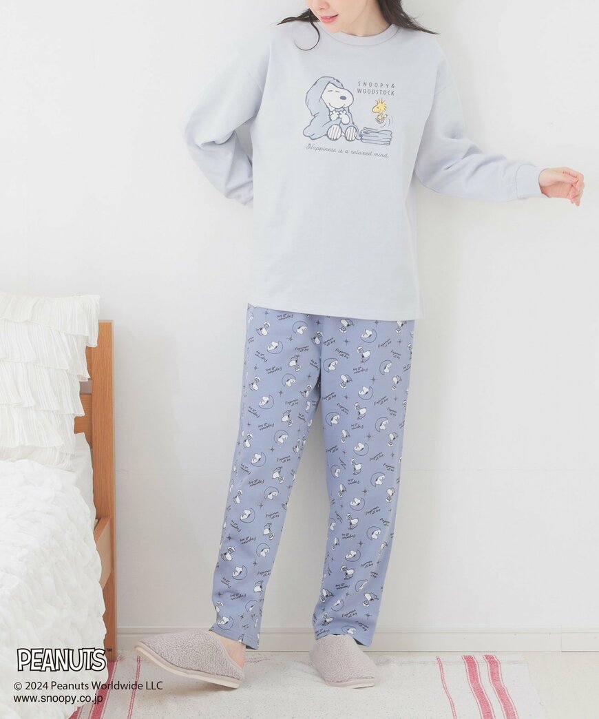 出所：ハニーズ公式　ハニーズスヌーピー／ルームウェア（上下セット）サックス×ブルー