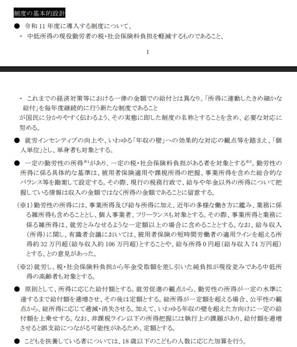 出所：内閣官房「社会保障国民会議 給付付き税額控除等に関する実務者会議（第16回） 議事次第 中間とりまとめ（案）」