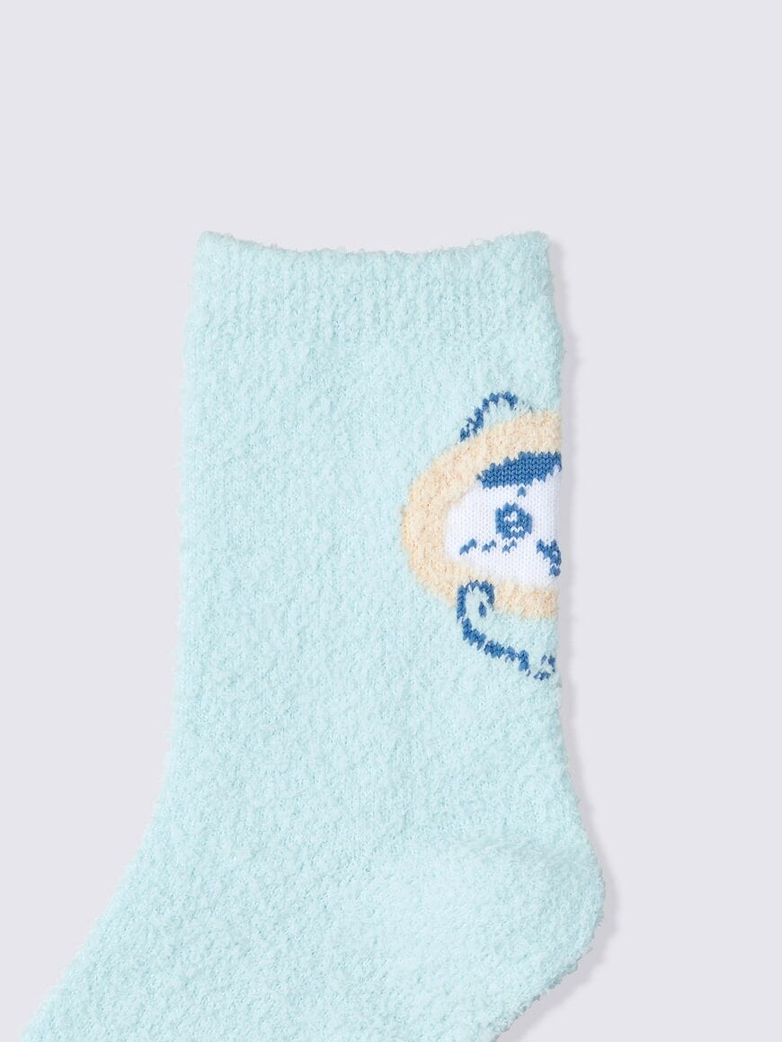 パジャマのフードをかぶったハチワレのジャカード柄
