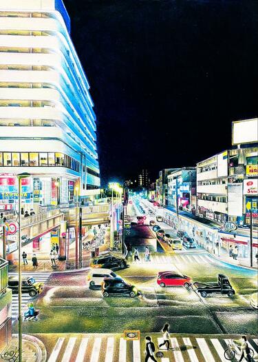 色鉛筆5本で描いた「実在する駅前の絵」に思わず目を疑う 美しすぎる