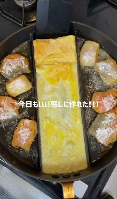 卵焼きも同時に焼き上げる