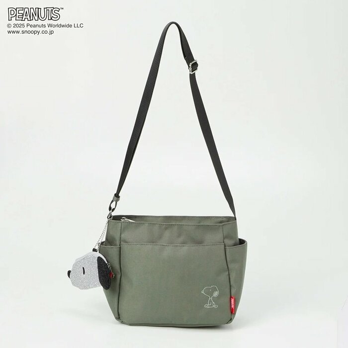 スヌーピーフェイスポーチ付きショルダー