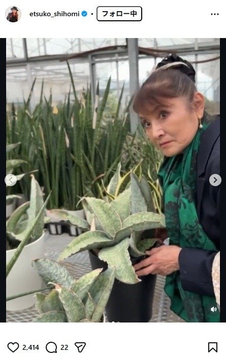 出所：志穂美悦子のInstagram（＠etsuko_shihomi）　参照日：2026年3月9日