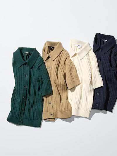 ユニクロ公式オンラインストア リブポロカーディガン/半袖