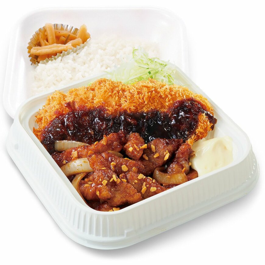 出所：アークランドサービスホールディングス株式会社「【新年度こそ"がっつり"】ニンニク醤油がたまらない「トンテキとチキンカツの合い盛り」とんかつ専門店かつやに新登場！」