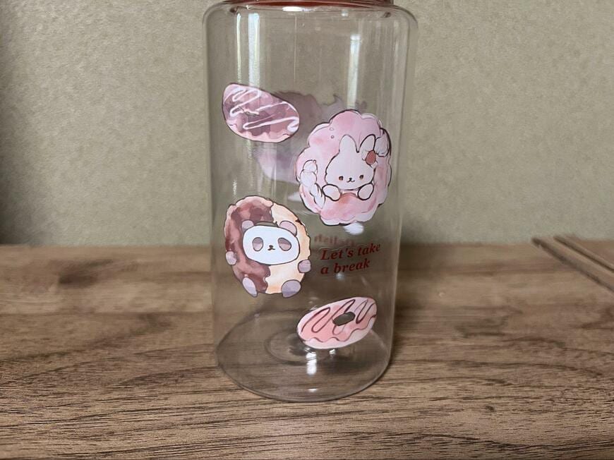 セリア、デリッシュフレンズコップ付ドリンクボトル390ml画像