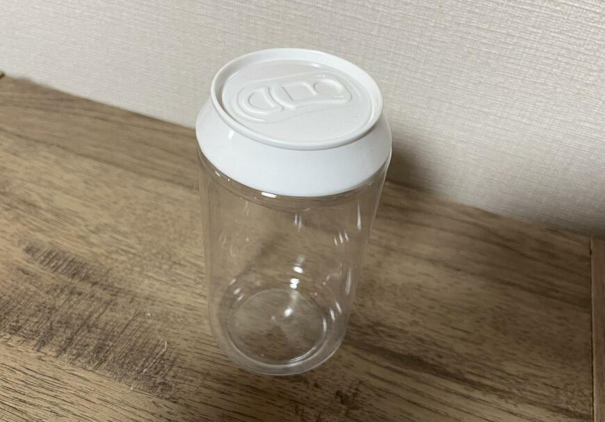 セリア、デザートクリアカップ フタ付き ジュース缶型