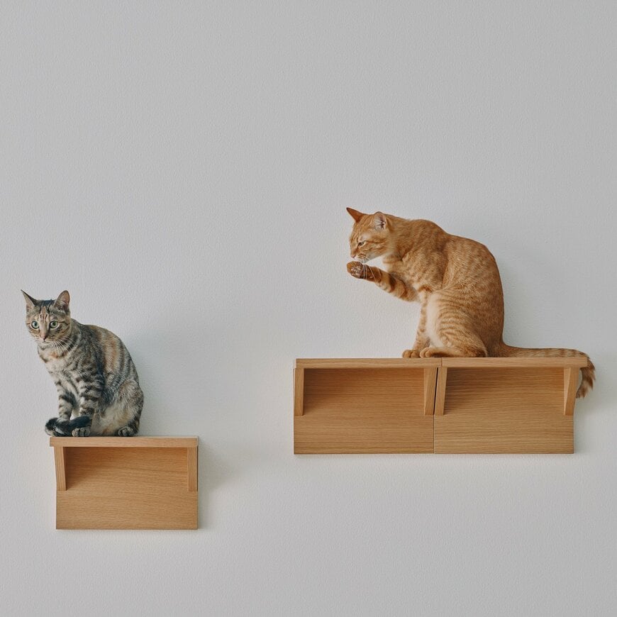 出所：無印良品ネットストア　壁に付けられる家具猫用ステップ　オーク材突板