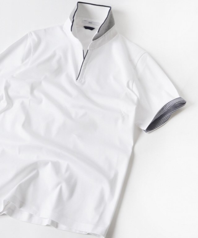 SHIPS - リブ/スキッパー ショートスリーブ ポロシャツ ¥8,964（税込）