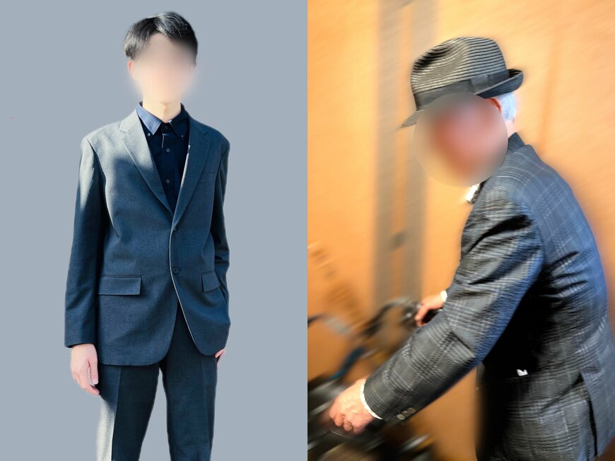 75歳差の2人のスーツ姿