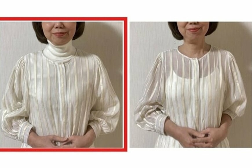 【アラフィフからの体型カバー】持っている服で簡単痩せ見え！着痩せ錯覚テク3選 もったりフェイスラインもすっきり