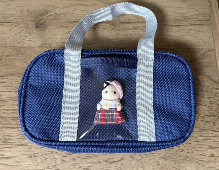 筆者撮影（ダイソー、取手付ペンケース（グレー、ネイビー））