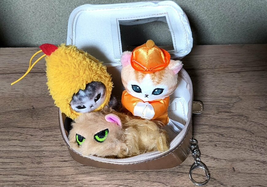 筆者撮影（キャンドゥ、ガラケー風 ぬいぐるみポーチ）