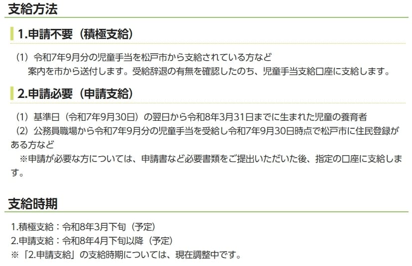 出所：松戸市「物価高対応子育て応援手当」