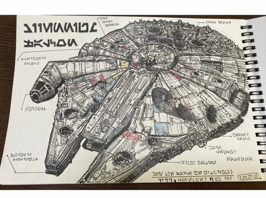 中3息子が下書きなしで描いた『スター・ウォーズ』 緻密に仕上がったイラストにびっくり「天才…！」