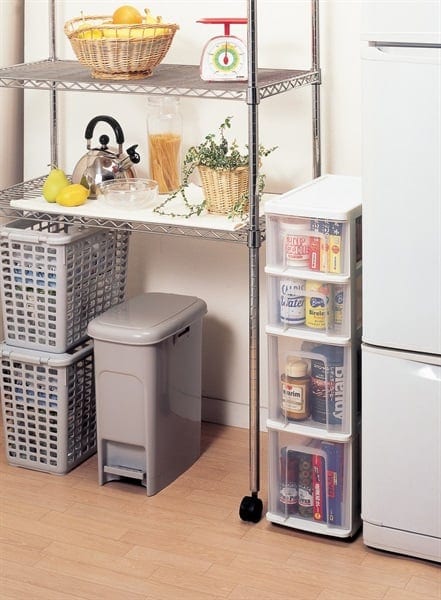 キッチン収納 シンクスリム 4段　すきま収納 省スペース スリムストッカー 収納ケース