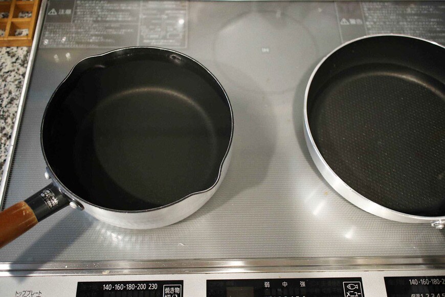 動員された筆者宅の鍋とフライパン