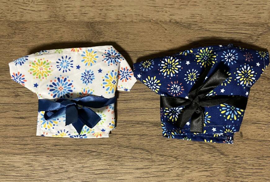 筆者撮影（セリア、ぬい用浴衣 M ぬい活 花火柄）