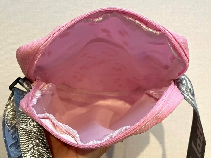 バッグの中側はつるつるとした素材でシンプル