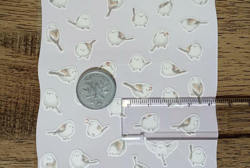 筆者撮影（ダイソー、シール（アニマル、シマエナガ））