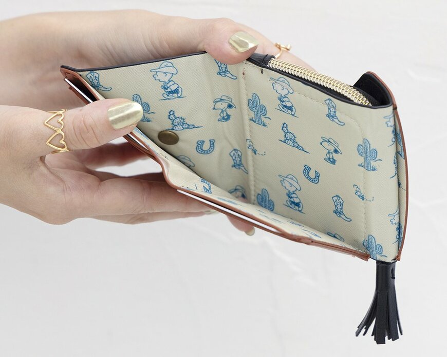 ローソン公式　SNOOPY YEAR OF THE HORSE MINI WALLET BOOK BLACK/BROWN　画像　