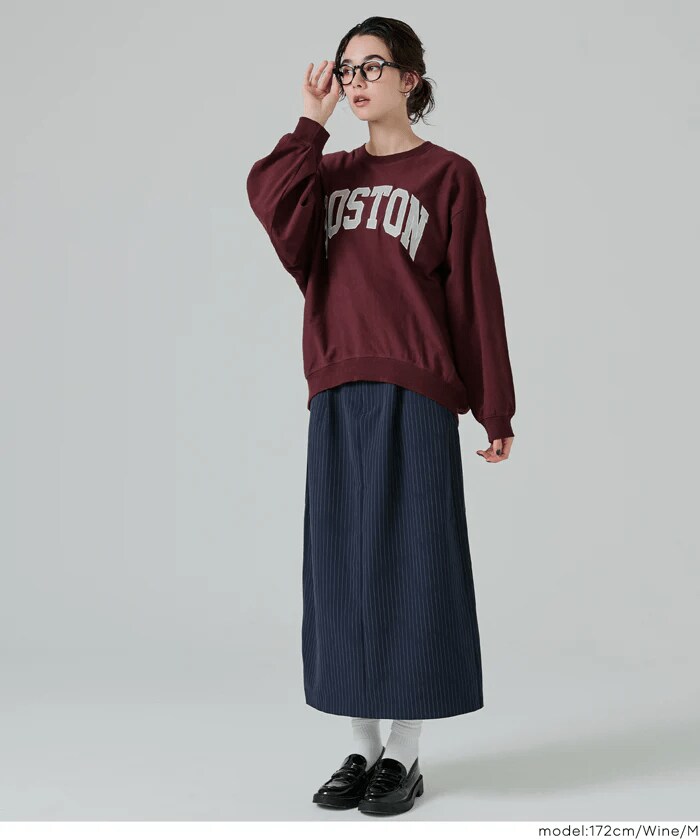 Tースウェット ワッペンビッグシルエット レディース