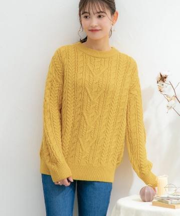 出所：ハニーズ公式通販 ケーブル編クルーニット