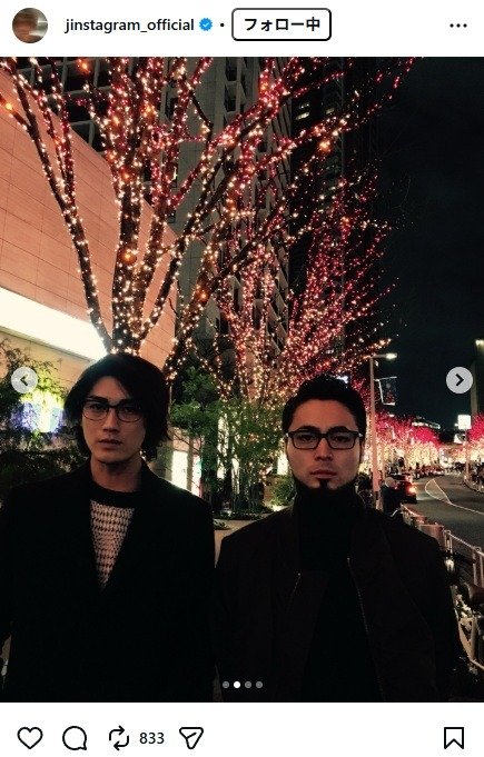 出所：赤西仁のInstagram（＠jinstagram_official） 参照日：2025年12月26日