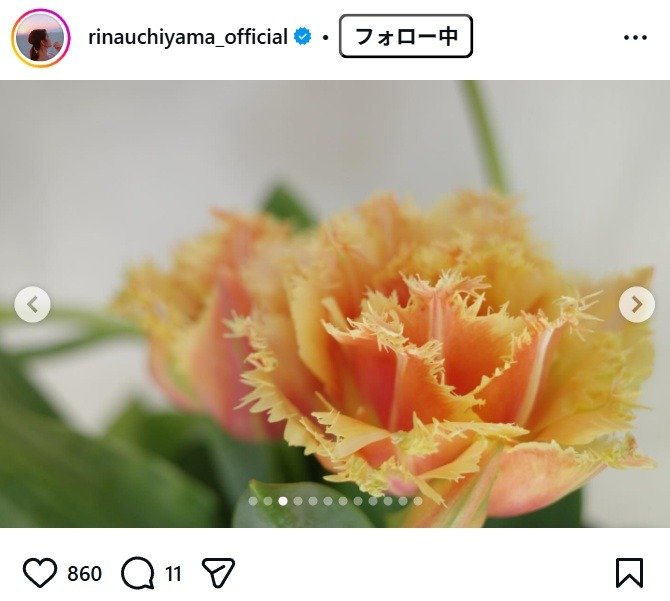 出所：内山理名のInstagram（＠rinauchiyama_official）　参照日：2026年3月5日