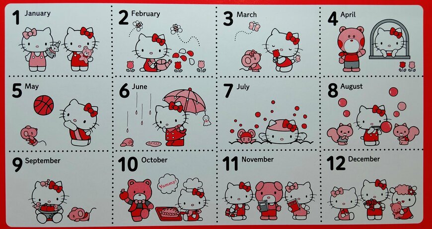 筆者撮影（セリア、ハローキティ 2023年卓上リングカレンダー）