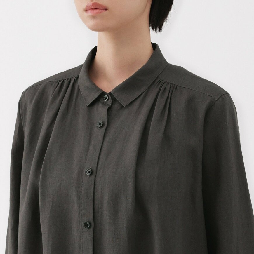 無印良品公式　婦人　リネン　洗いざらし長袖シャツワンピース